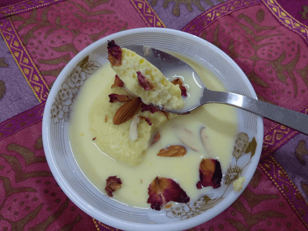 Spongy Rasmalai Sweet Recipe with Toned Milk