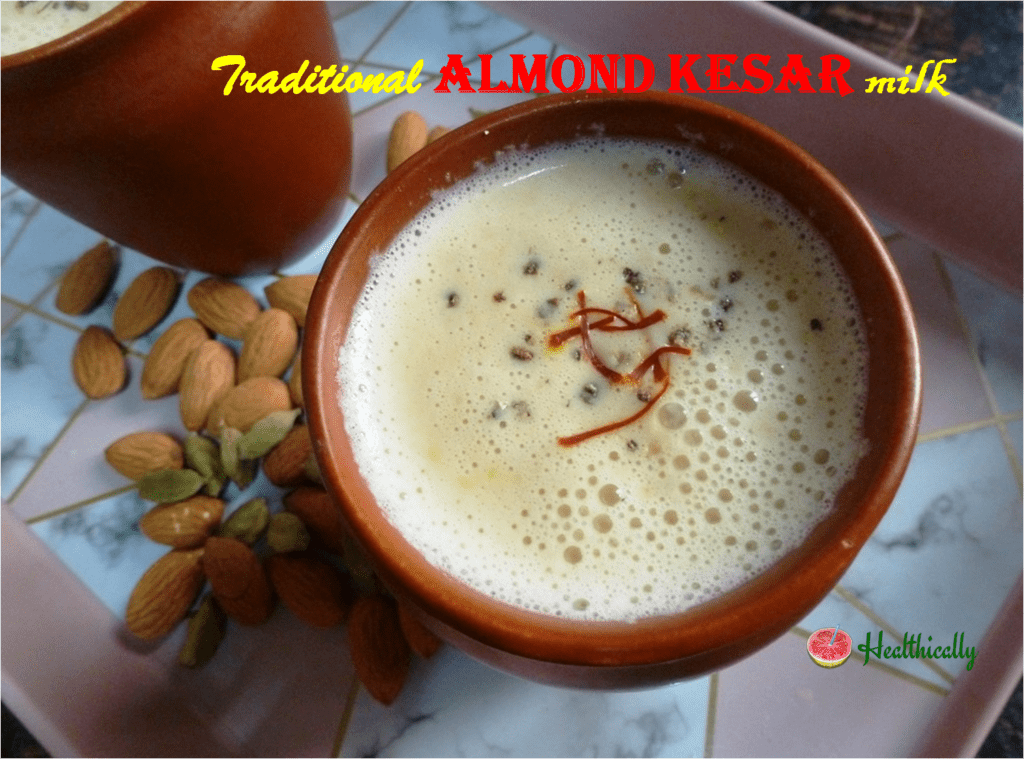 Almond kesar milk in traditional way | hot drink recipe