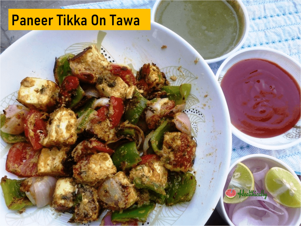 Easy Paneer Tikka Tawa Recipe / Healthy Indian Starter Recipe