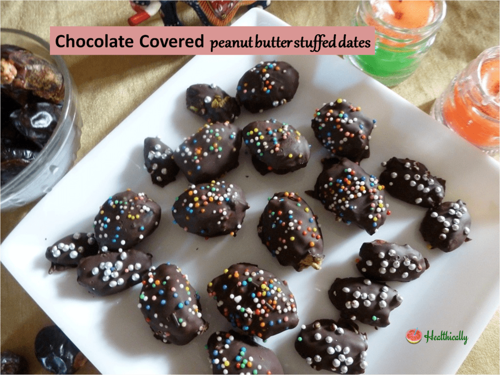 Chocolate covered peanut butter stuffed dates