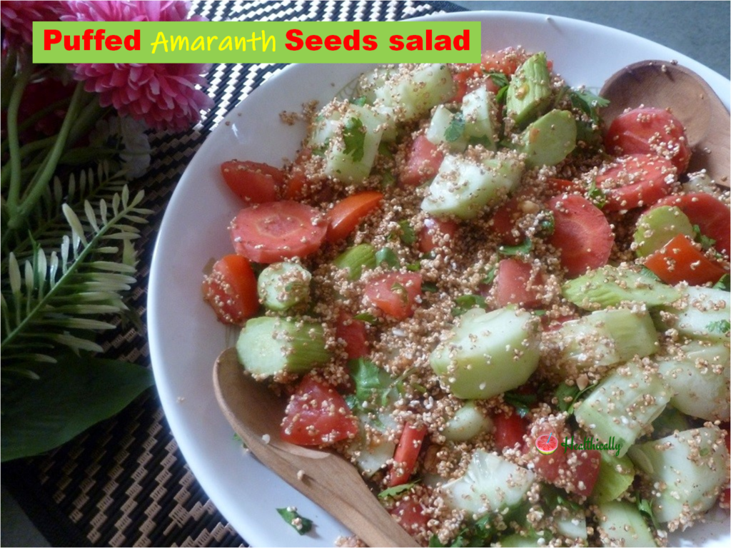 Puffed Amaranth Seeds Salad / Easy Salad Recipe With Puffed Rajgira