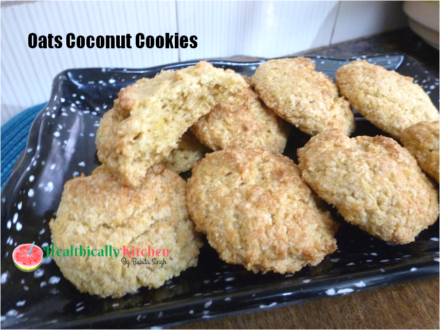 Eggless Oats Coconut Cookies (No Flour, No Refined Sugar)