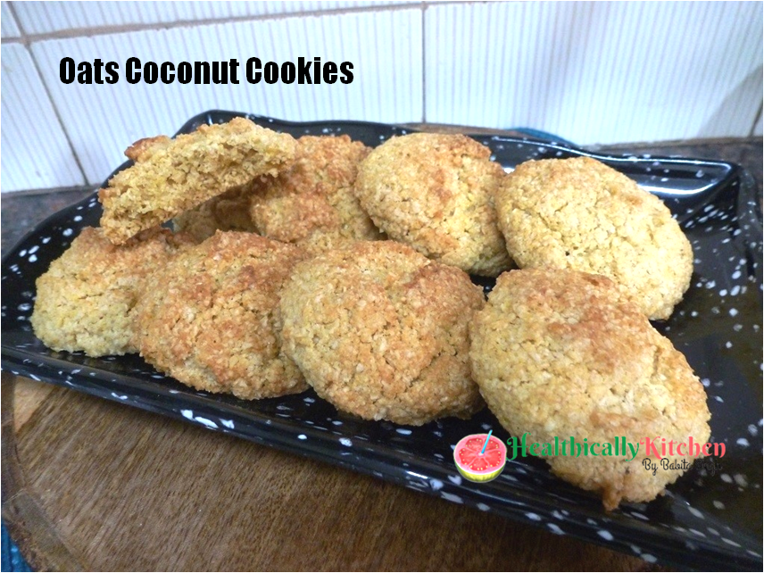 Eggless Oats Coconut Cookies (No Flour, No Refined Sugar)