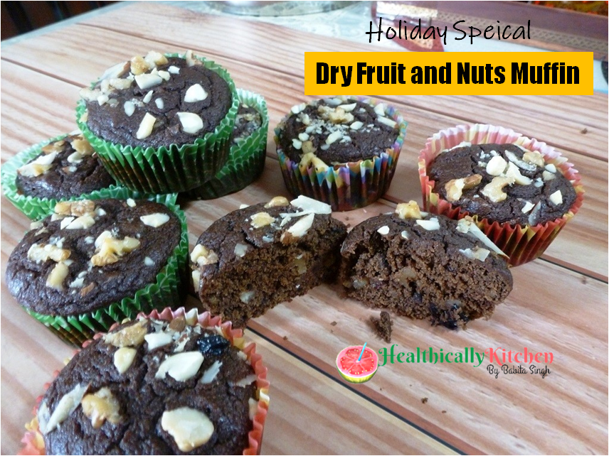 Holiday Special Healthy Dried Fruit and Nut Muffins (No Egg No Sugar)