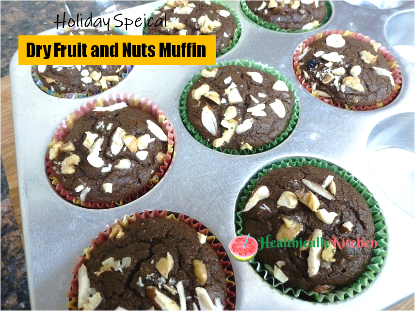 Holiday Special Healthy Dried Fruit and Nut Muffins (No Egg No Sugar)