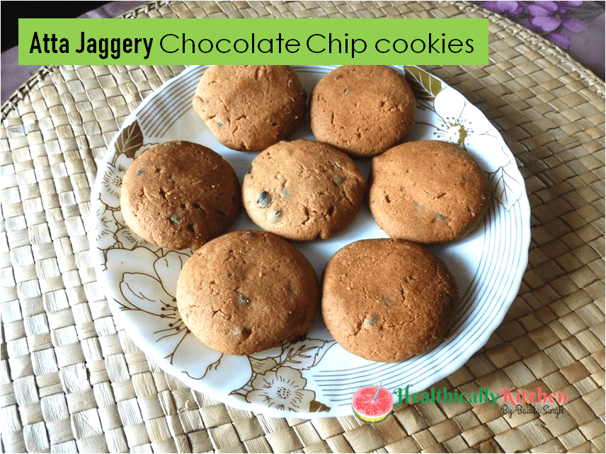 Atta Jaggery Cookies recipe with chocolate chips