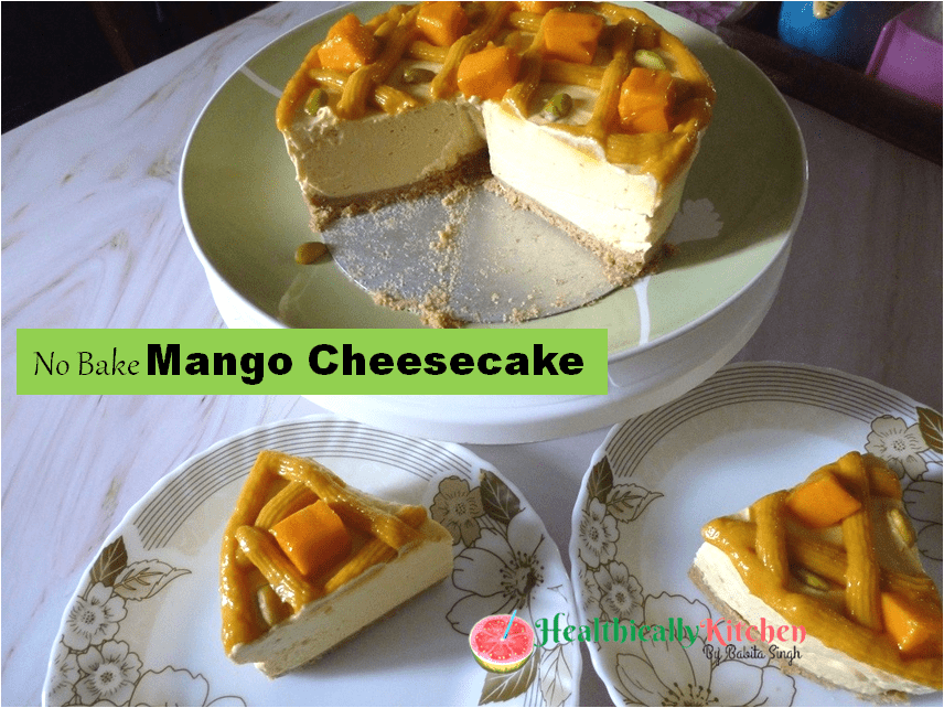 No Bake Mango Cheesecake without Gelatine or Agar Agar